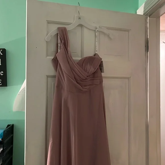 one shoulder sage green bridesmaid dress Pretty In Pink Maxi Dress